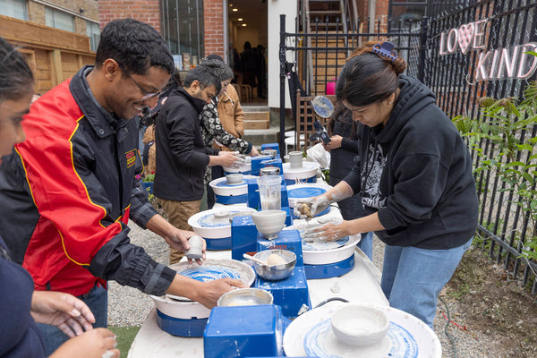 Outdoor Pottery Table Wheel Class at Richmond