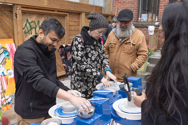 Outdoor Pottery Table Wheel Class at Richmond
