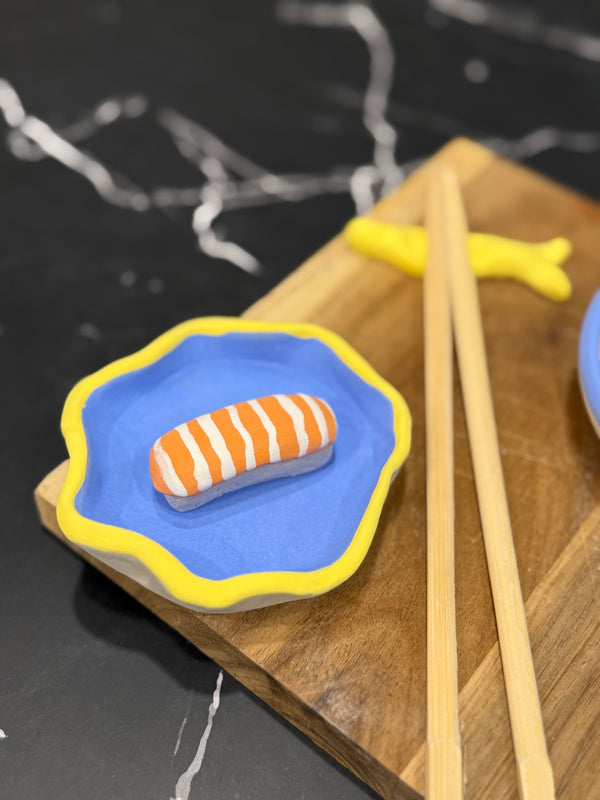 Sushi & Clay Experience: Sushi Rolling and Painting Ceramic Set at Richmond